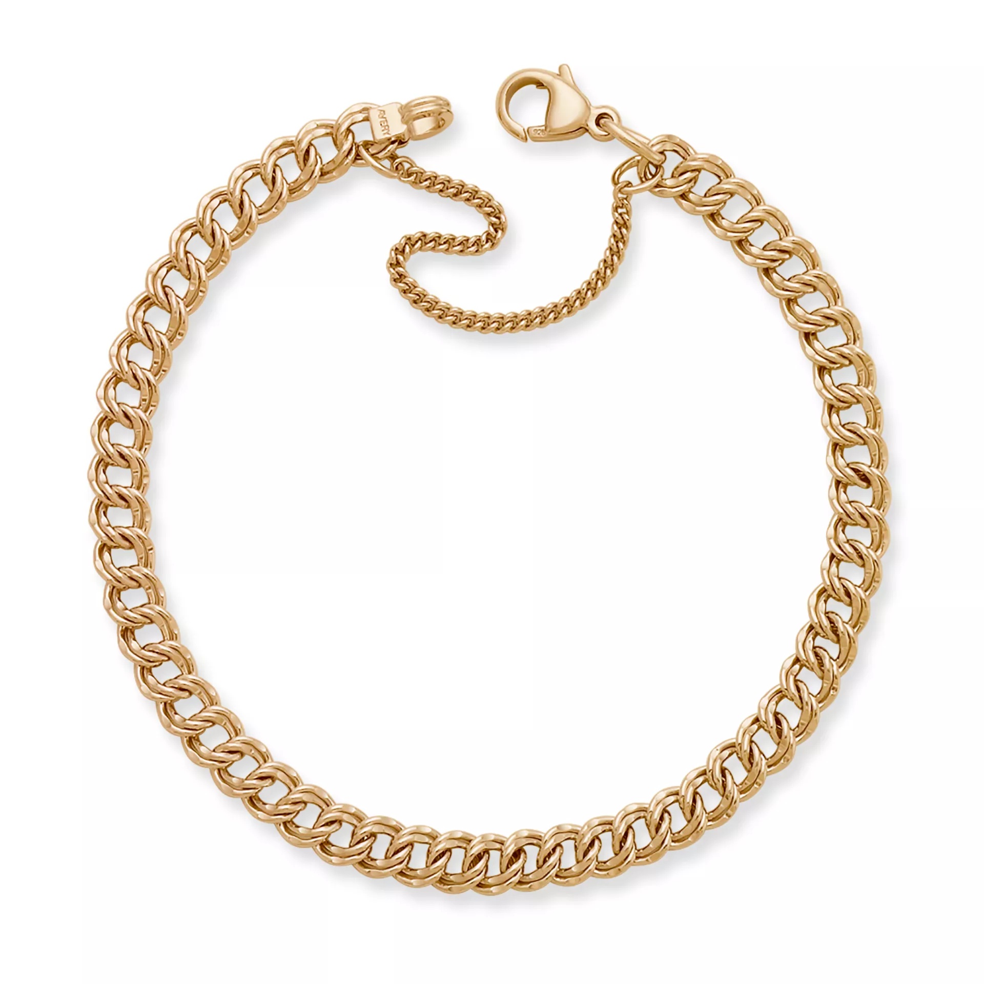 Light Double Curb Charm Bracelet