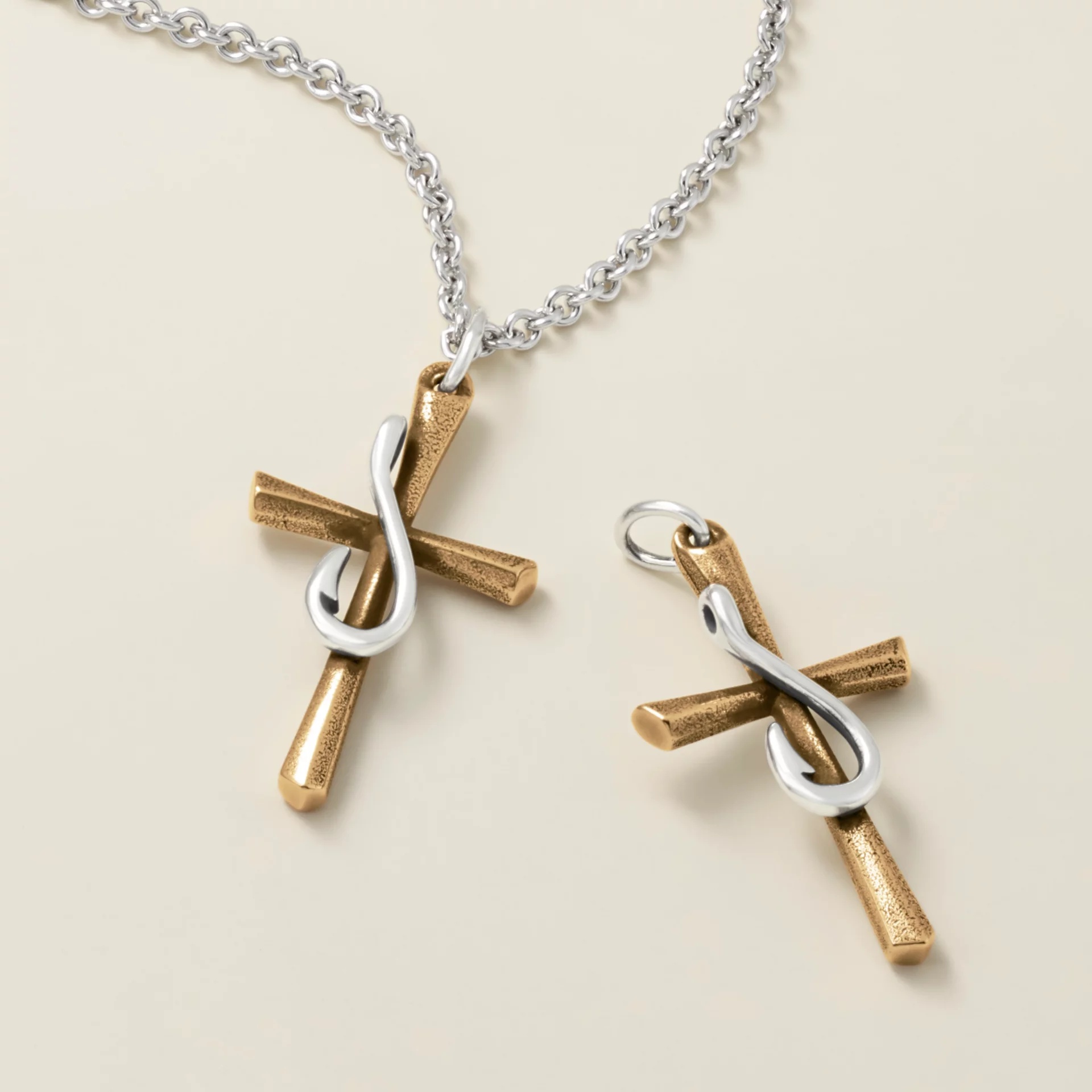 Fishers of Men Sculpted Cross Pendant - Image 2