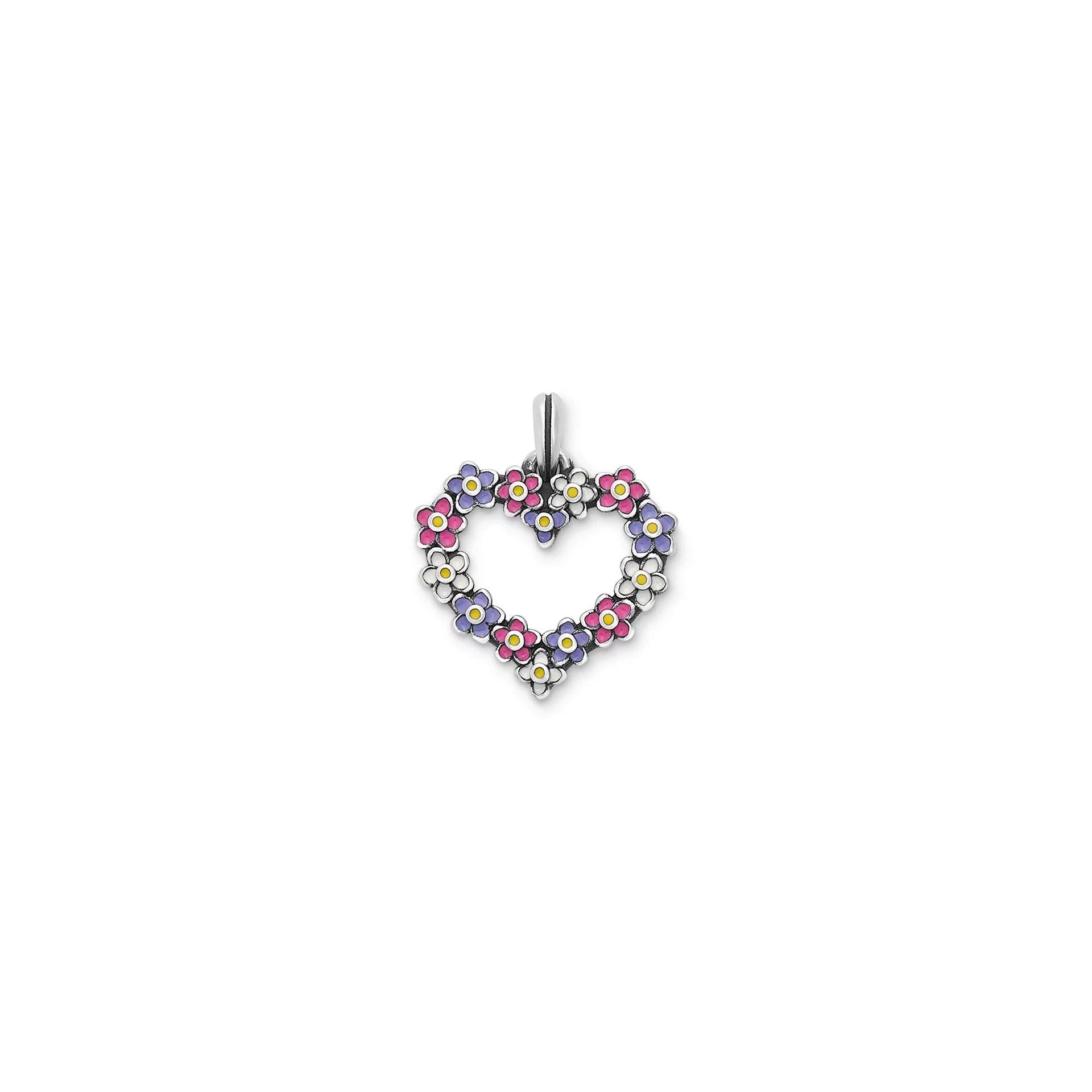 Enamel Floral Heart Wreath Pendant