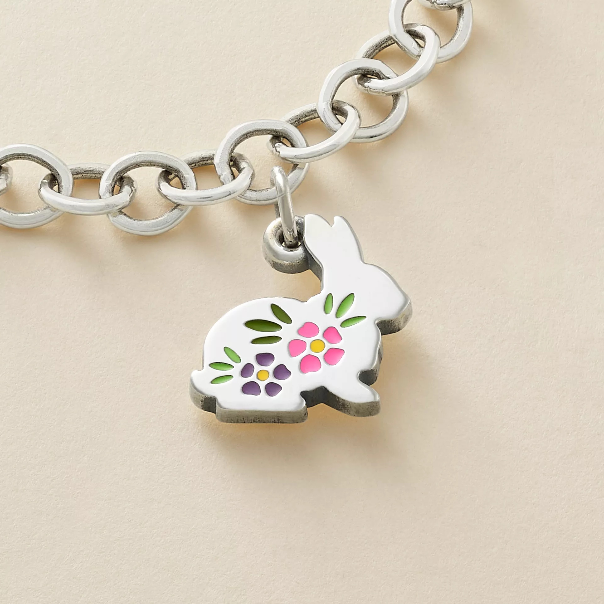 Enamel Floral Bunny Charm - Image 2