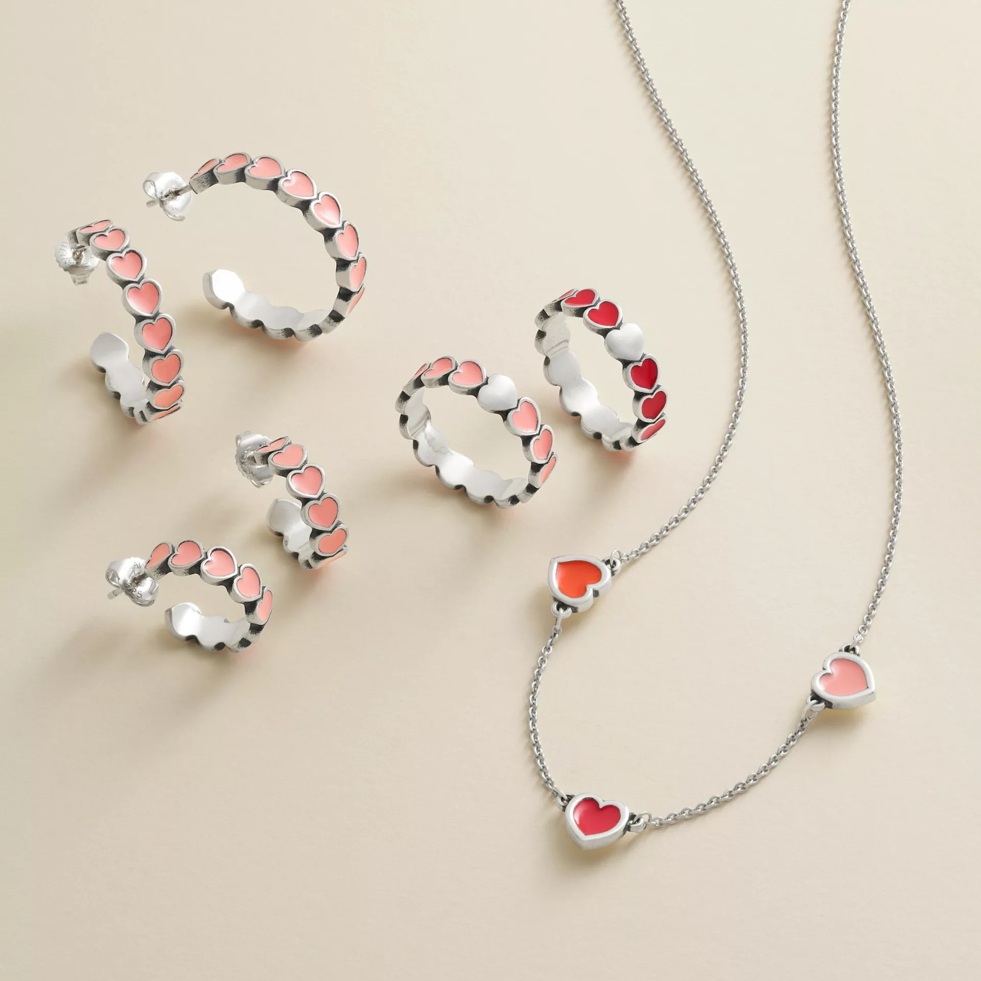 Enamel Connected Hearts Necklace - Image 4