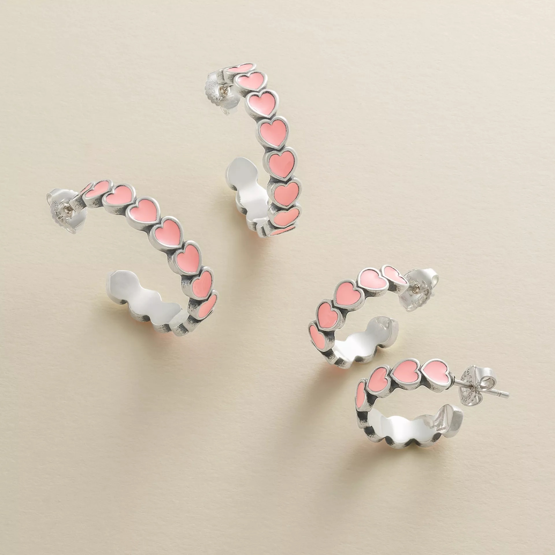 Enamel Connected Hearts Hoops - Image 3