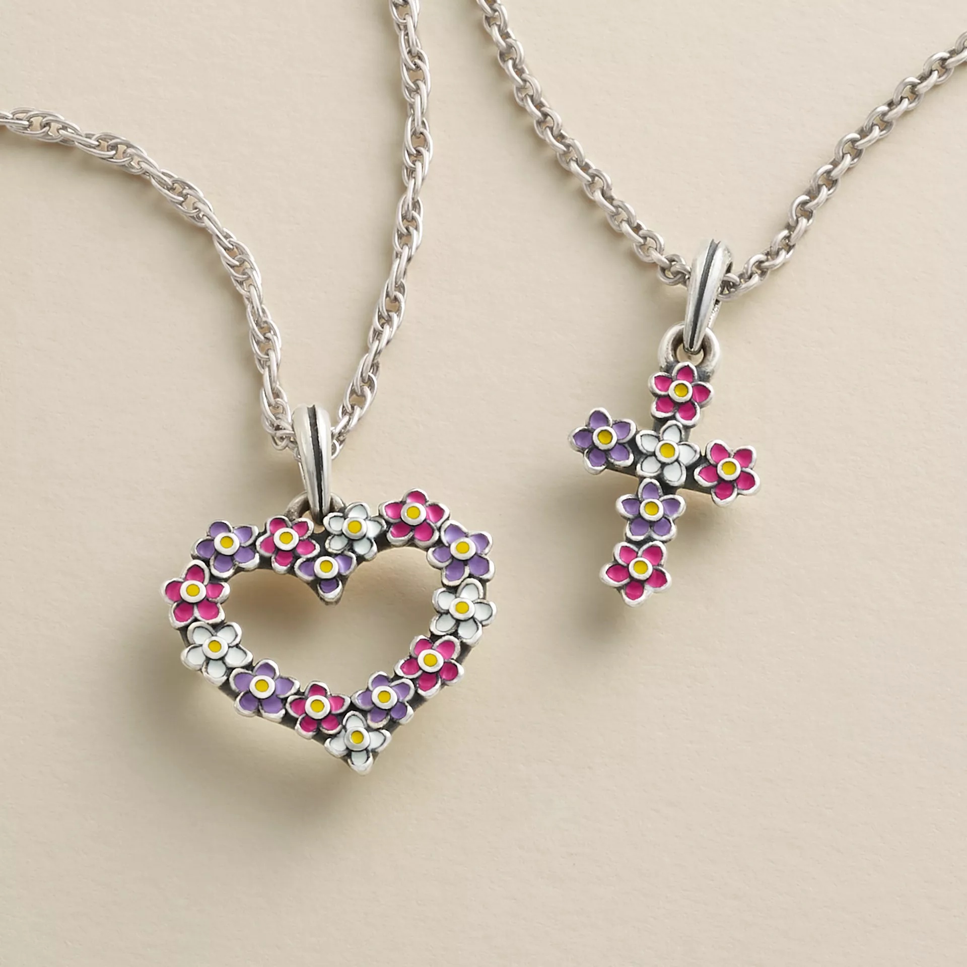 Enamel Floral Cross Pendant - Image 3