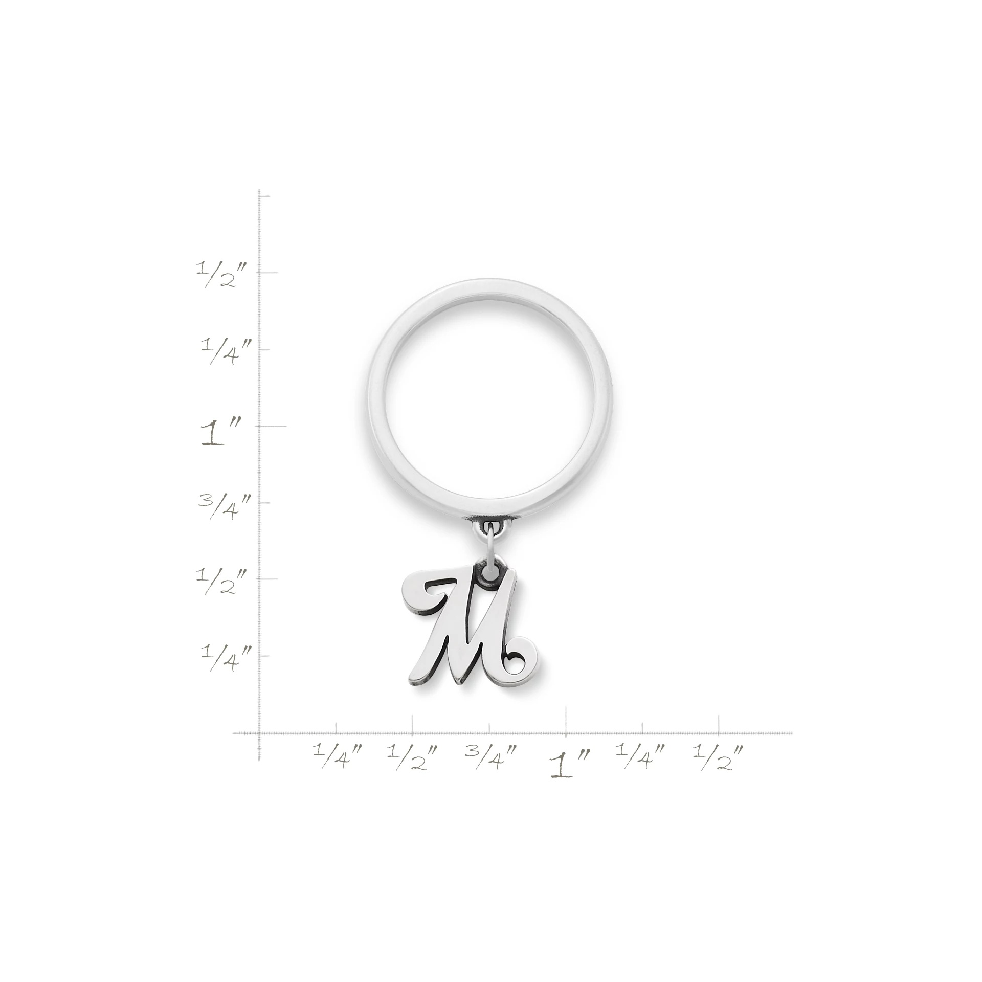 Small Script Initial Charm Dangle Ring - Image 2
