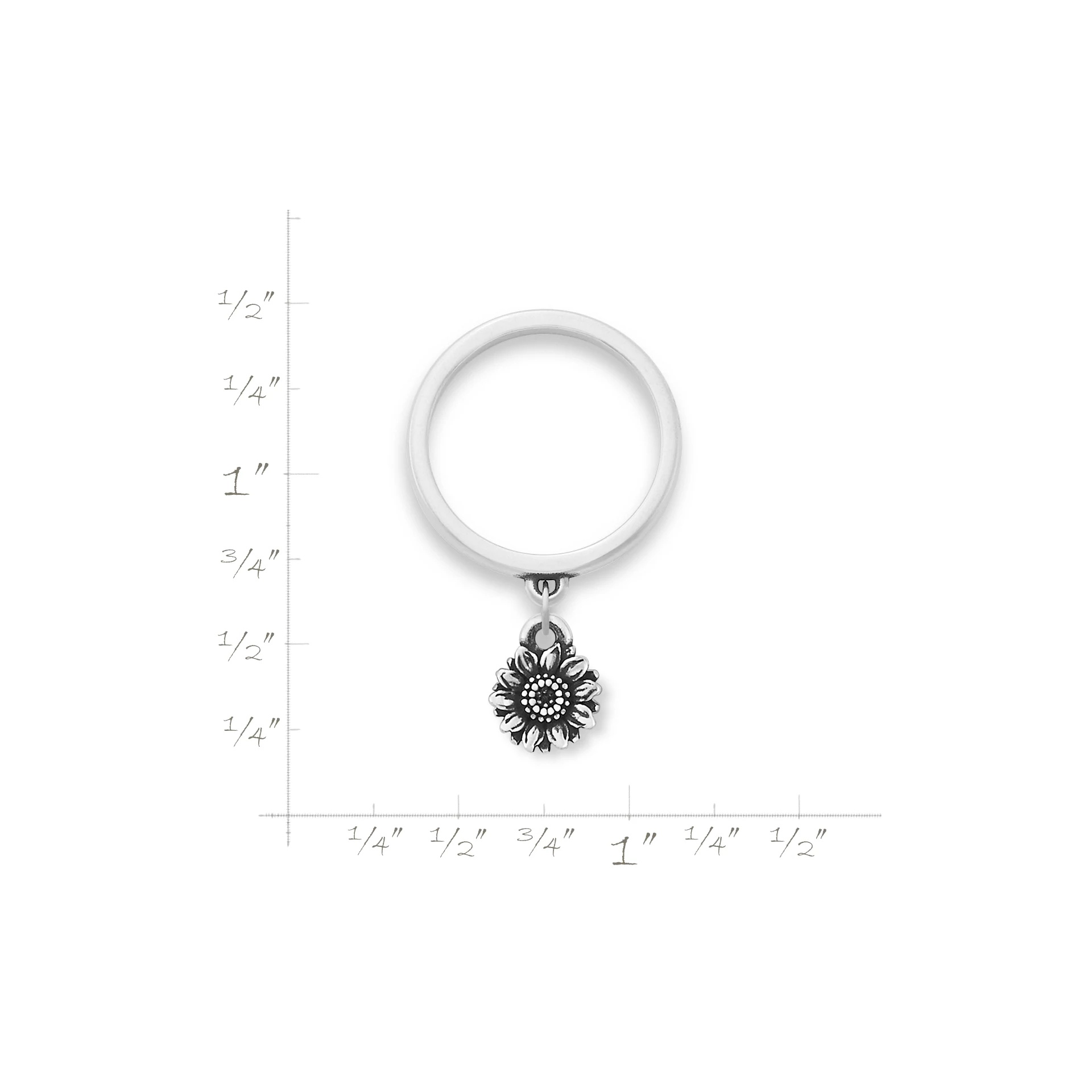 Mini Sunflower Charm Dangle Ring - Image 2