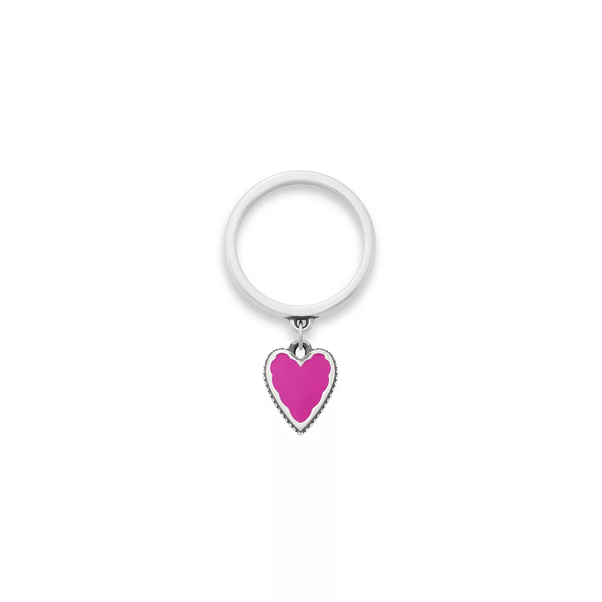 Small Enamel Heart Charm Dangle Ring