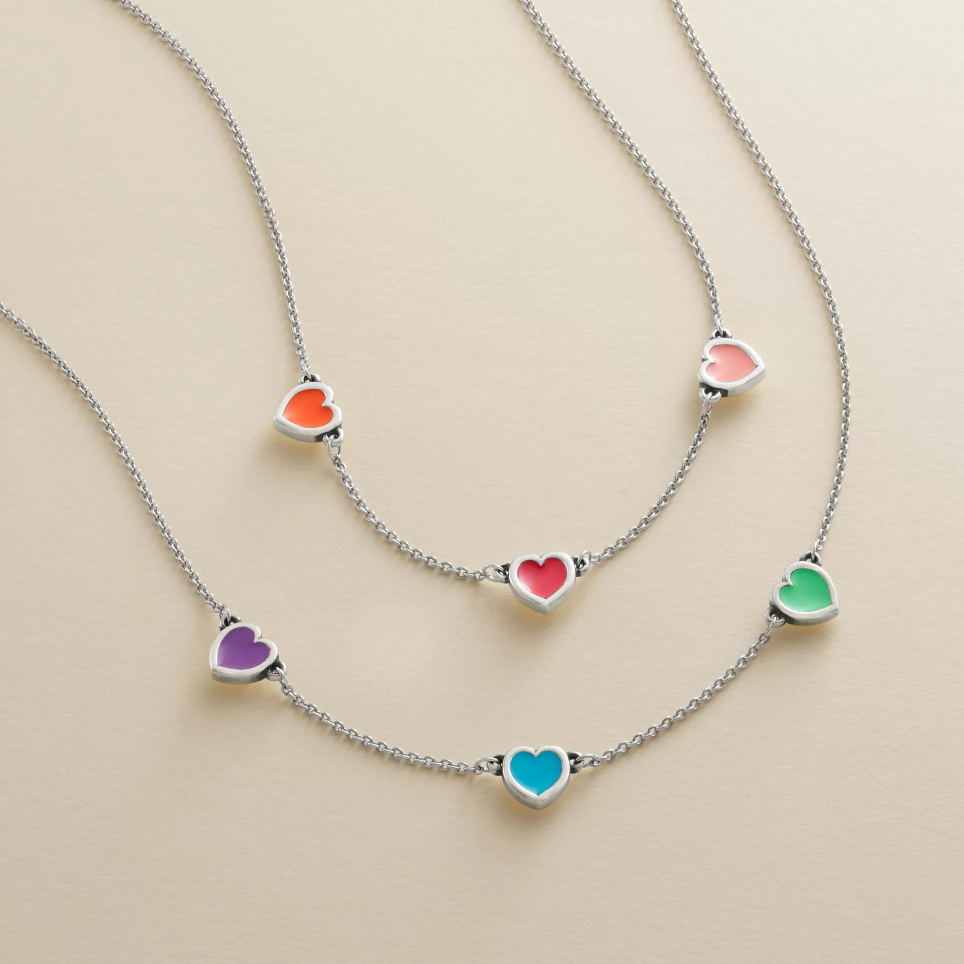 Enamel Connected Hearts Necklace - Image 3