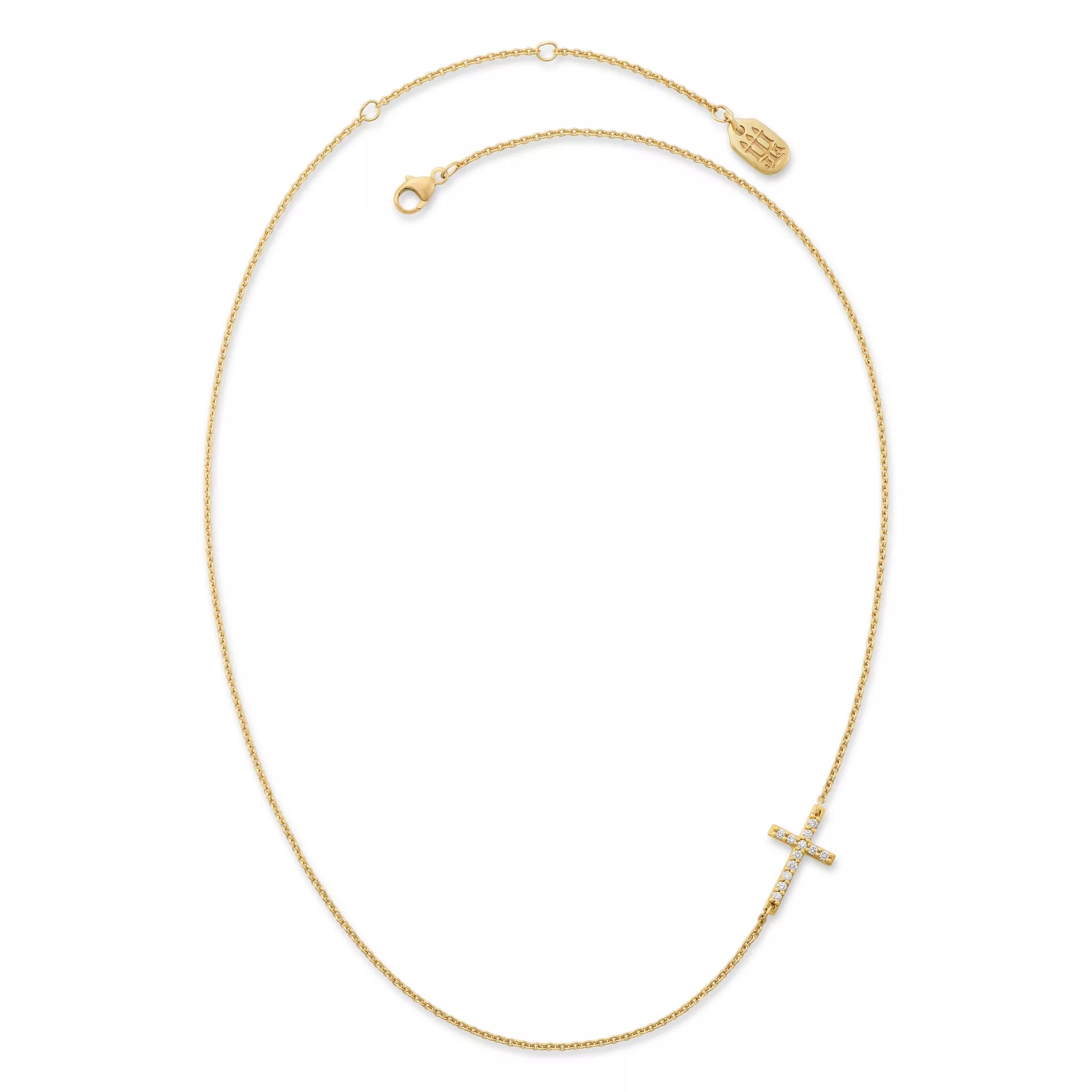Delicate Pave Diamond Horizon Cross Necklace - Image 2