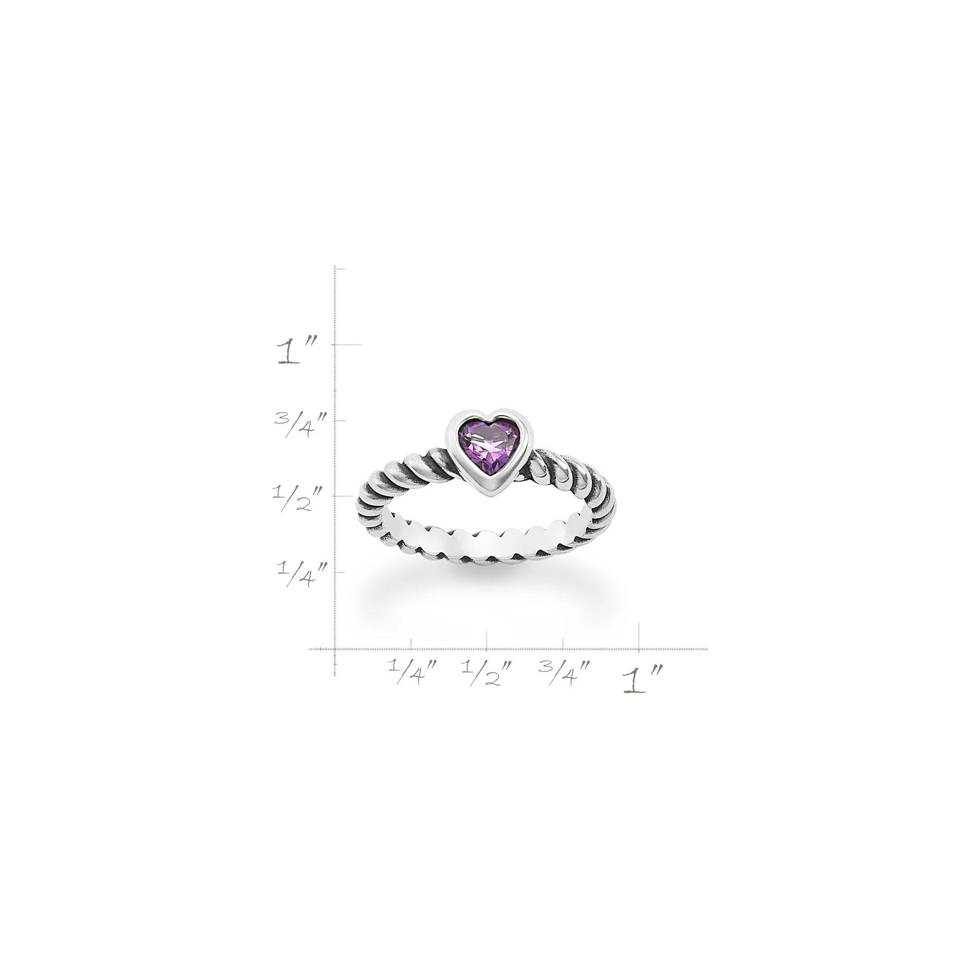 Gemstone Heart Twisted Wire Ring - Image 4