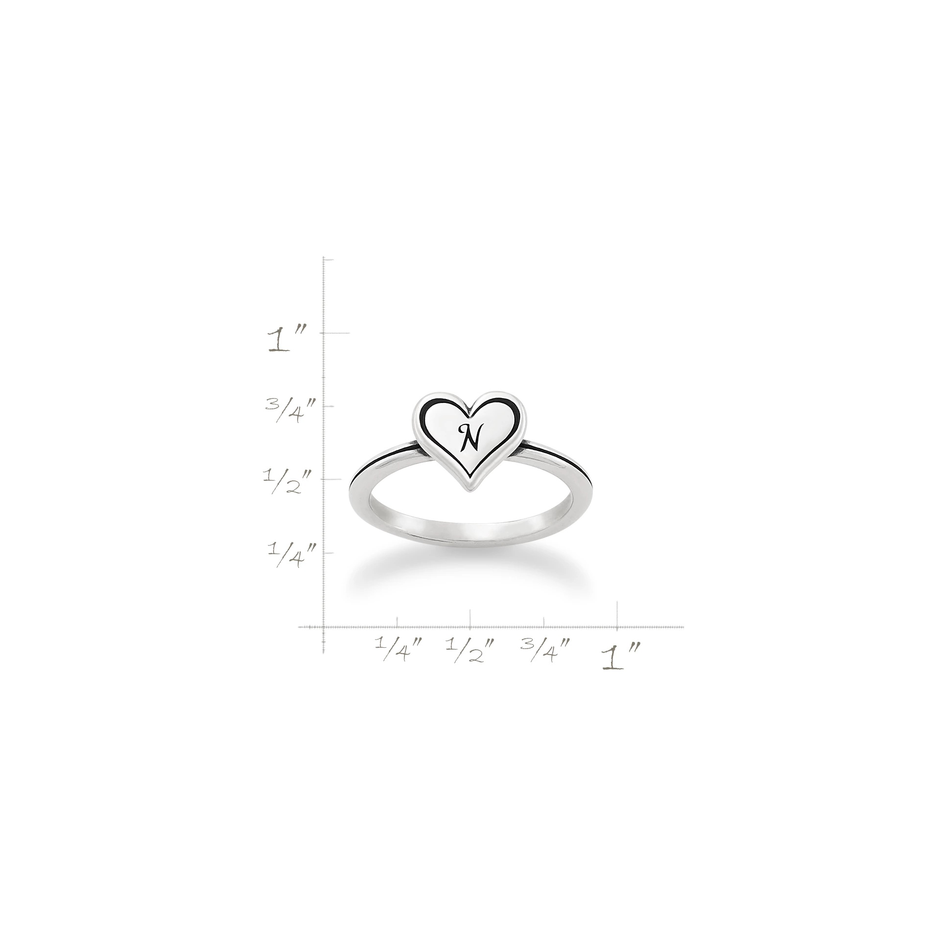 Delicate Heart Initial Ring - Image 4