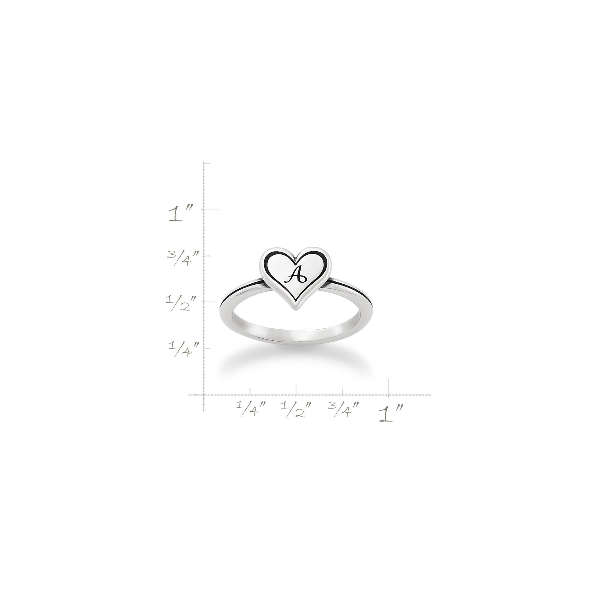 Delicate Heart Initial Ring - Image 4