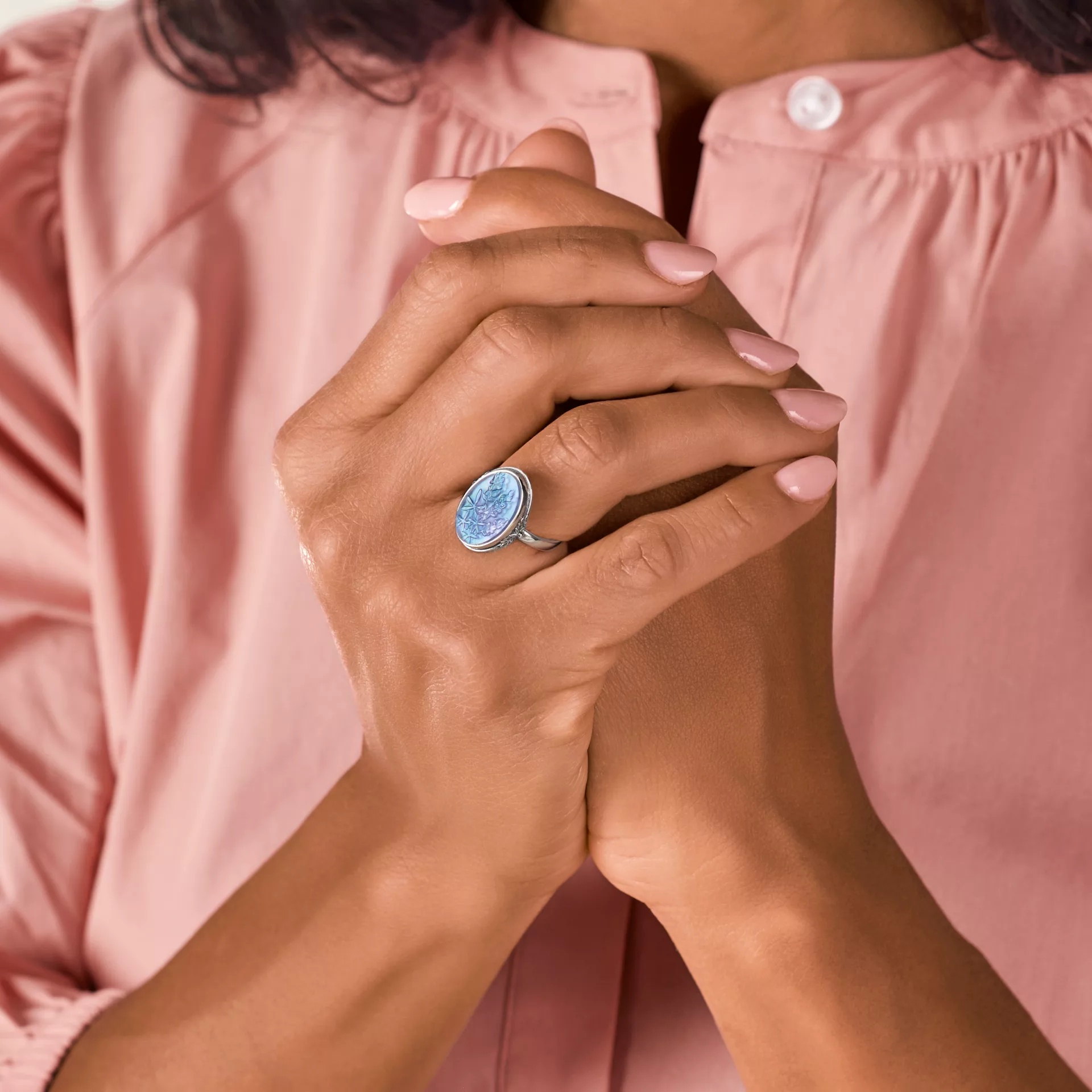 Sculpted Bluebonnet Layered Gemstone Ring - Image 5