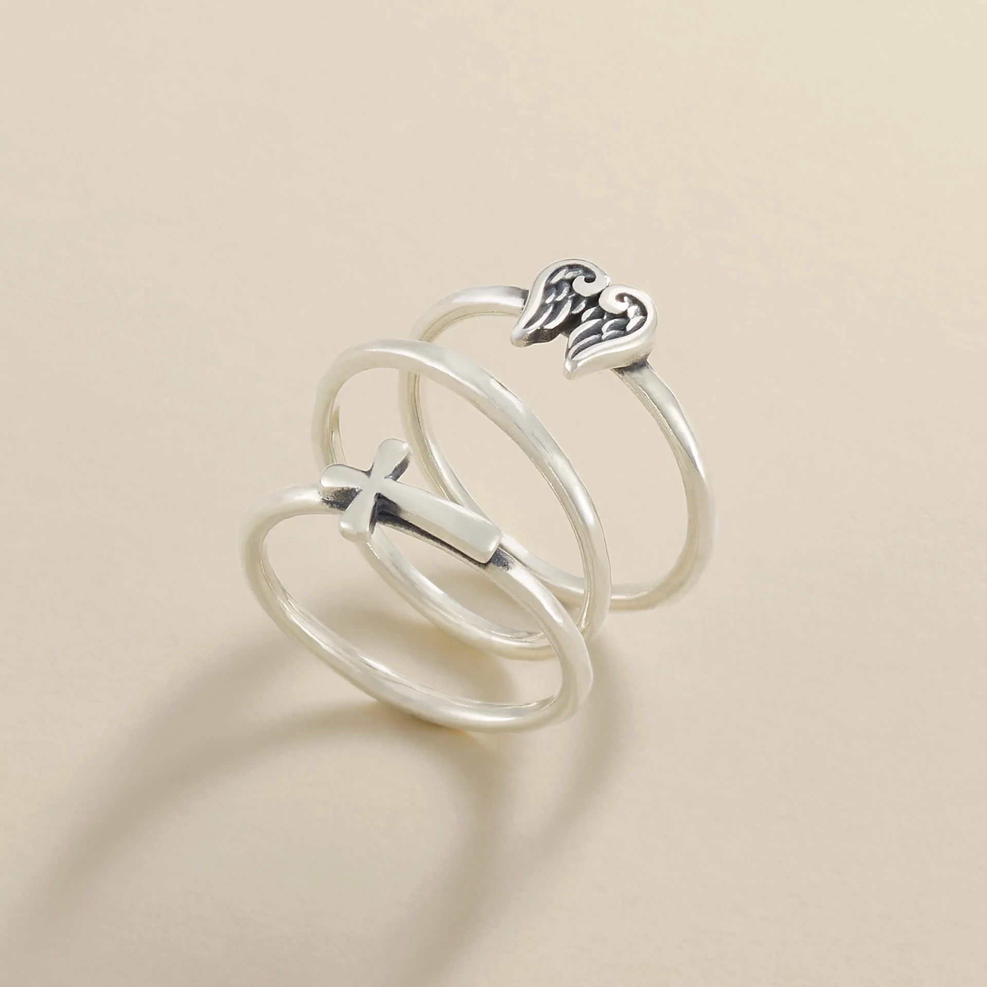 Angel Wings and Horizon Cross Ring Set - Image 2